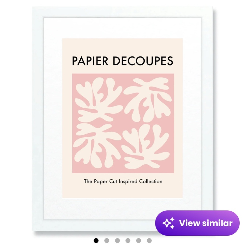 Papier Decoupes Pink and White Wall Art frame included